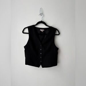H&M Tailored Black Button Vest Waistcoat Minimalist Size 38 / Small